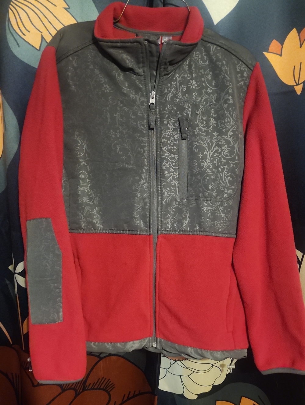Pink and Gray Patterned Fleece Jacket